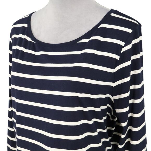 Chicos Top 3 Womens XL Dark Navy White Stripe Blouse Bell Sleeve Pima Cotton - Picture 8 of 13